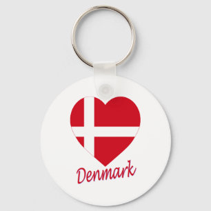 Porte-clés Coeur de drapeau du Danemark