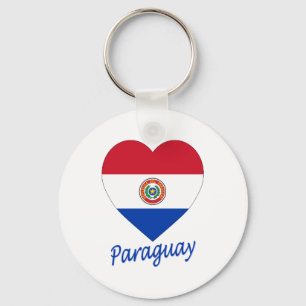 Porte-clés Coeur de drapeau du Paraguay