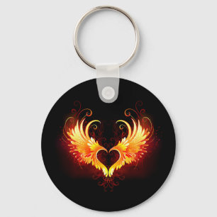 Porte-clés Cœur de feu d'ange avec des ailes