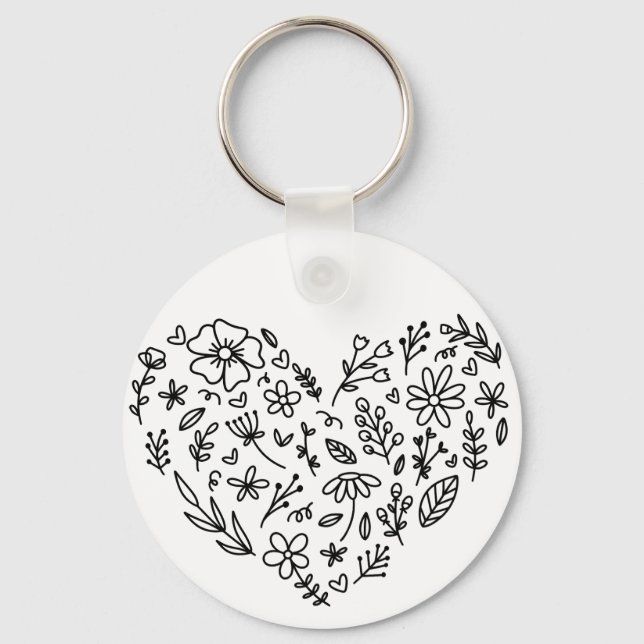 Porte-clés cœur de fleur, Fleur, Fleurs sauvages B (Recto)