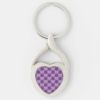 Porte-clés Cœur de lavande diamant violet motif Argyle