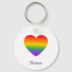 Porte-clés Cœur de ligne arc-en-ciel minimaliste - Art coloré