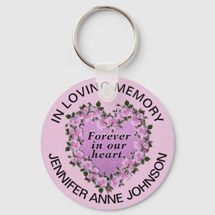 Porte-clés Coeur de mémorial de rose de rose