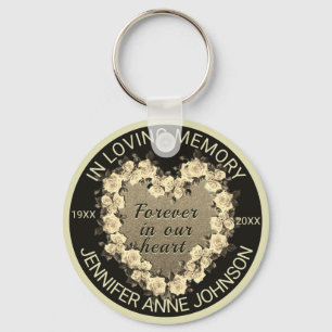 Porte-clés Coeur de mémorial de rose d'or