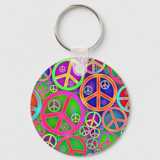 Porte-clés Coeur de paix Vintage rétro (Recto)
