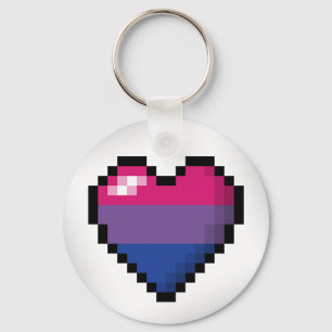Porte-clés Coeur de pixel bisexuel