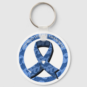 Porte-clés Coeur de sensibilisation Blue Paisley