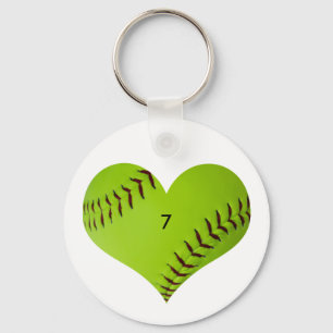 Porte-clés Coeur de softball personnalisé