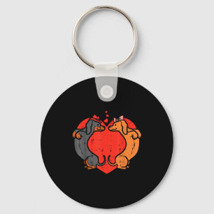 Porte-clés Cœur de teckel Mignon Saint-Valentin Animal de com
