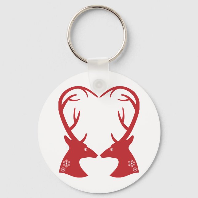 Porte-clés Coeur de tête de cerf de Noël (Recto)