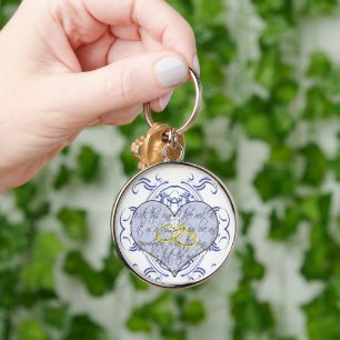 Porte-clés Cœur de vœu de mariage monogramme