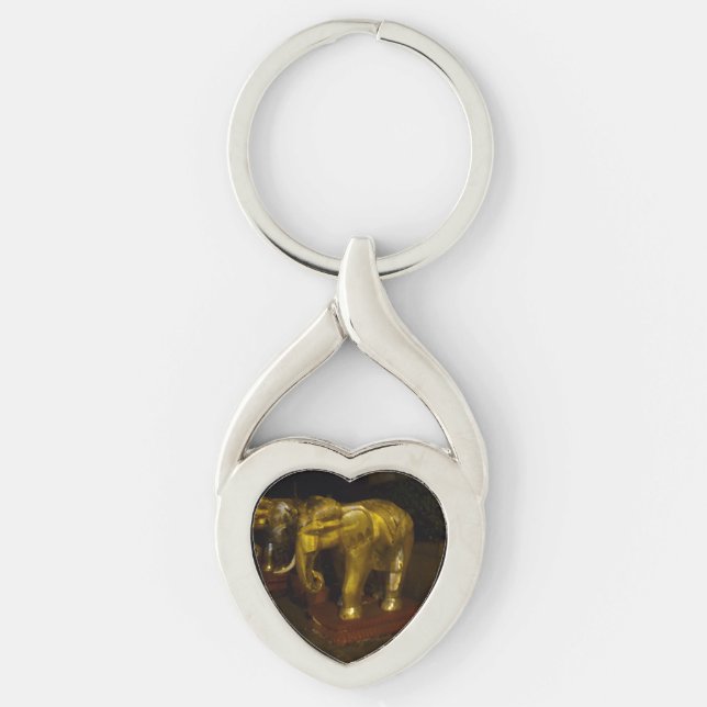 Porte-clés cœur d'éléphant en or (Devant)