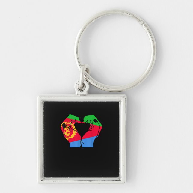 Porte-clés Coeur des mains avec drapeau érythréen (Devant)