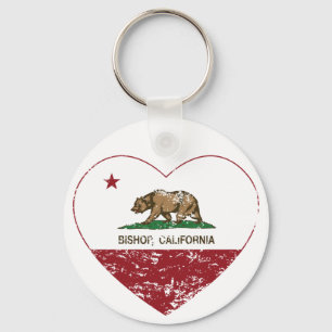 Porte-clés coeur d'évêque de drapeau de la Californie affli