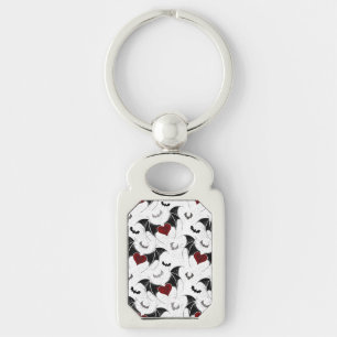 Porte-clés Coeur d'Halloween avec ailes de chauve-souris noir