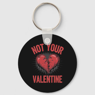 Porte-clés Cœur dramatique avec texte anti-Saint-Valentin Pas