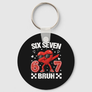Porte-clés Cœur drôle 67 Bruh Valentin Six Sept Mème Gen A