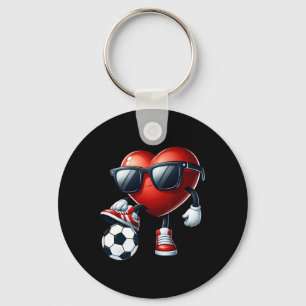 Porte-clés Cœur drôle jouant au football à la Saint-Valentin 