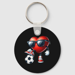 Porte-clés Cœur drôle jouant au football à la Saint-Valentin 