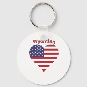 Porte-clés Coeur du drapeau américain du Wyoming