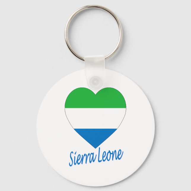 Porte-clés Coeur du drapeau de la Sierra Leone (Recto)
