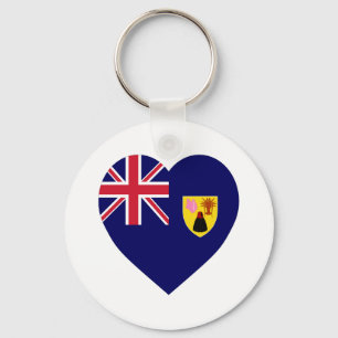 Porte-clés Coeur du drapeau des îles Turks et Caïques