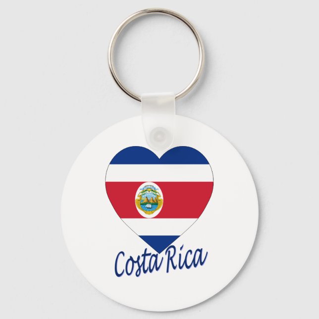 Porte-clés Coeur du drapeau du Costa Rica (Recto)