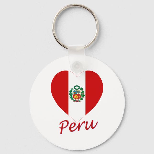 Porte-clés Coeur du drapeau du Pérou (Recto)