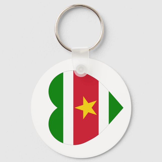 Porte-clés Coeur du drapeau du Suriname (Recto)