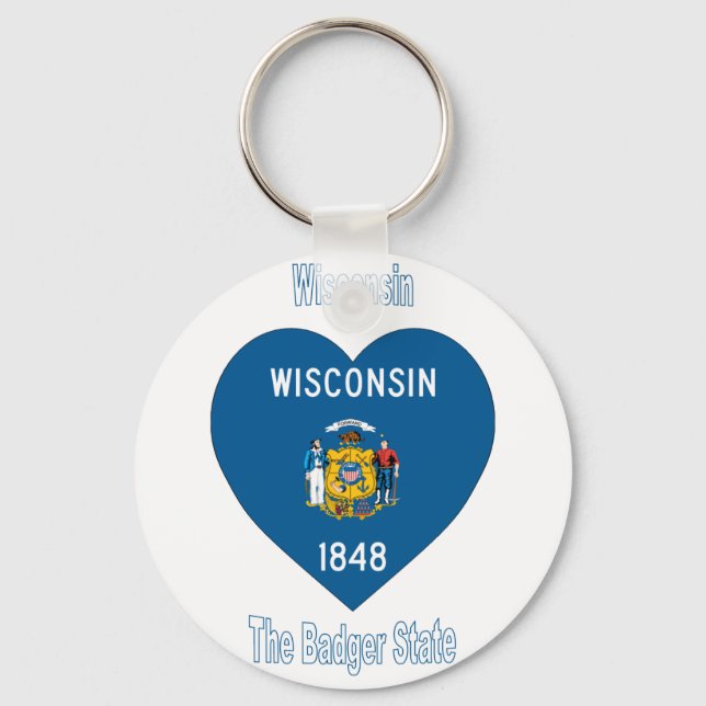 Porte-clés Coeur du drapeau du Wisconsin (Recto)