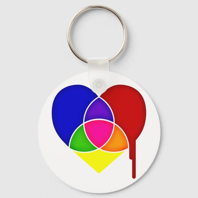 Porte-clés coeur du graphique en couleurs (Recto)