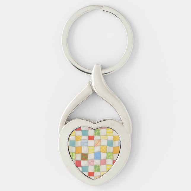 Porte-clés Coeur en Métal BRODERIE FOLLE (Devant)
