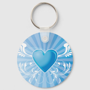 Porte-clés Coeur et ailes bleus