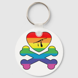 Porte-clés coeur et os.