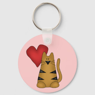 Porte-clés Coeur et T-shirts et cadeaux rayés de chat