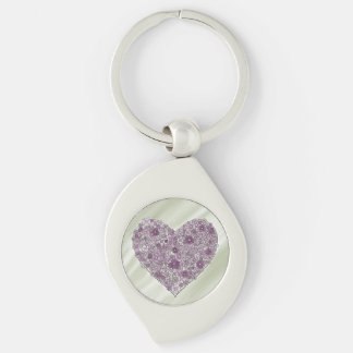 Porte-clés cœur fleuri violet