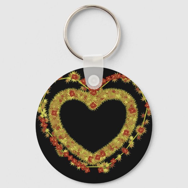 Porte-clés Coeur floral décoratif (Recto)