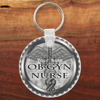 Porte-clés Coeur gris ObGyn Nurse