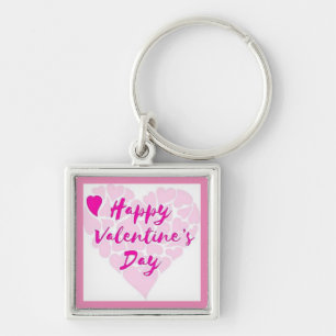 PORTE-CLÉS COEUR "HEUREUSE SAINTE-VALENTIN"
