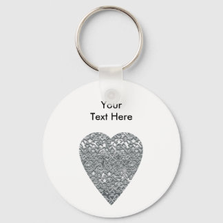 Porte-clés Cœur. Imprimé gris clair et Motif gris moyen.