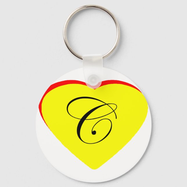 Porte-clés Coeur jaune rouge C Faire-part de mariage Le MUSÉE (Recto)