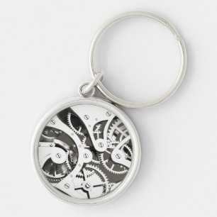 Porte-clés Coeur mécanique vintage de Steampunk - platine B&W