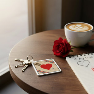 Porte-clés Coeur mignon avec flèche Romantique Valentines Mot