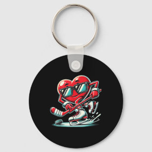 Porte-clés Coeur mignon Jouer de hockey sur glace Valentines