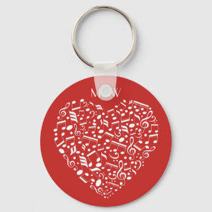 Porte-clés Coeur musical personnalisé monogramme et porte - c