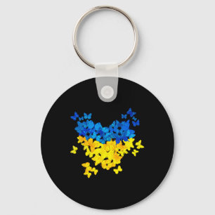 Porte-clés Cœur Papillon Drapeau Ukraine Ukrainien Ukrainien