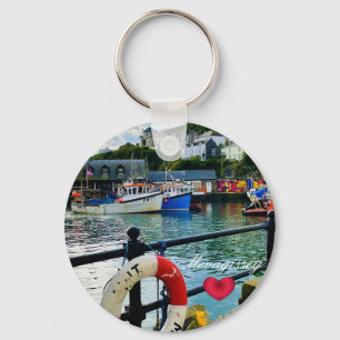 Porte-clés Coeur personnalisé Mevagissey Harbour Lifebuoy Cor