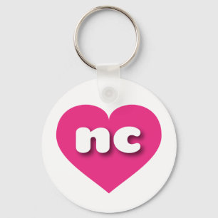 Porte-clés Coeur rose chaud de Caroline du Nord - J'aime nc