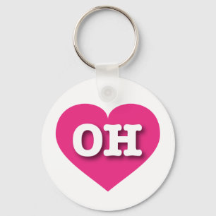 Porte-clés Coeur rose chaud de l'Ohio - J'aime OH