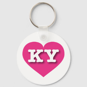 Porte-clés Coeur rose chaud du Kentucky - J'aime KY